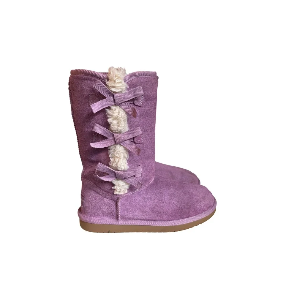Koolaburra by UGG Victoria Purple Suede Bow Boots 1020171 Womens Size 5